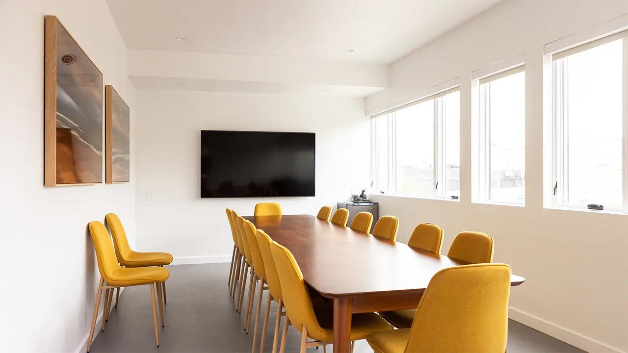 Large meeting room setup for a Frame full-property buyout or private group retreat