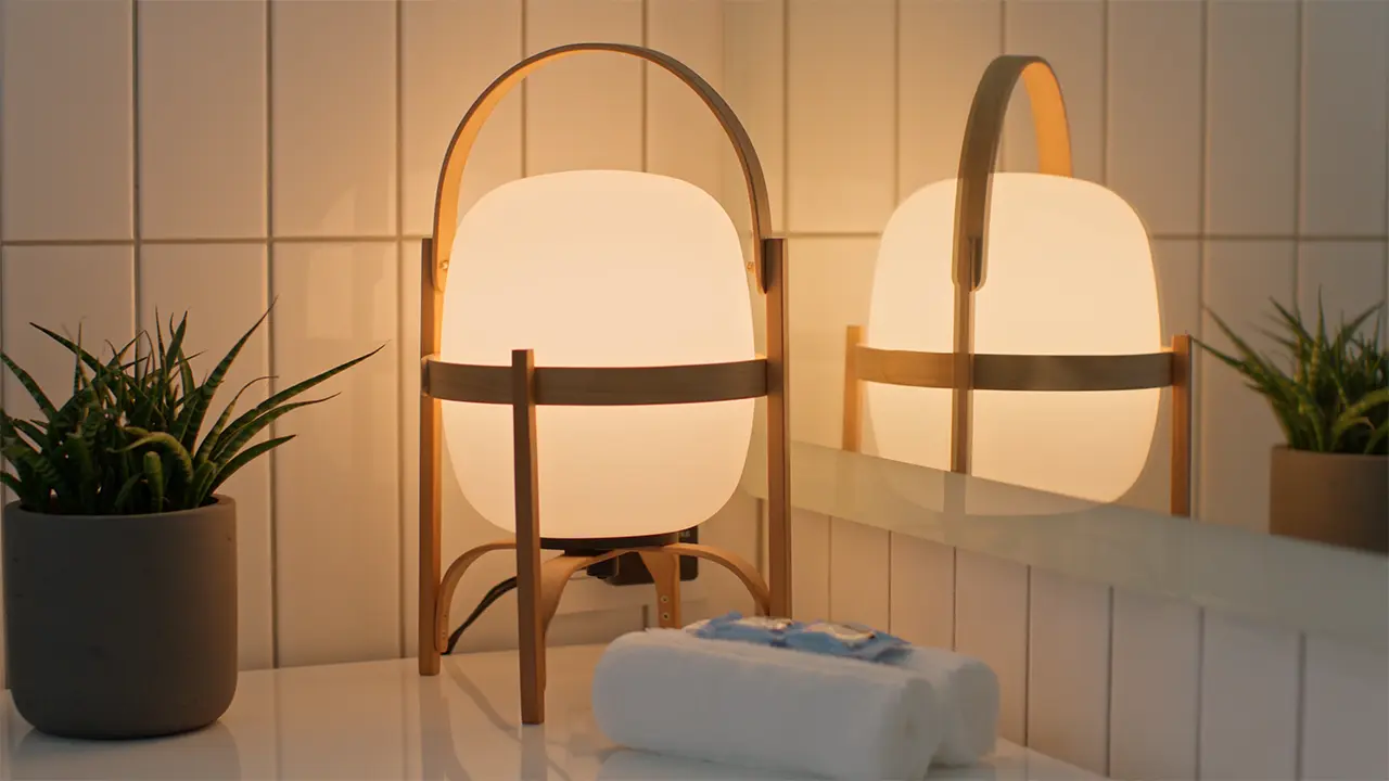 Frame Hotel — spa bathroom glowing with lantern light