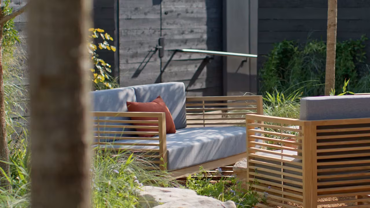 Frame Hotel SoCo garden — a relaxed open-air gathering space